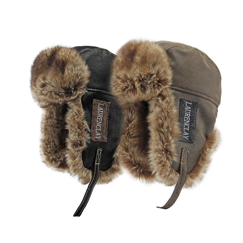 Winter Trapper Hat - Winter Bomber Hat Men PU Leather