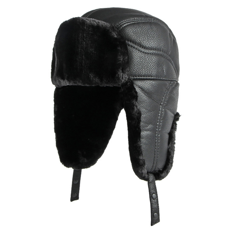 HT4002 New PU Leather Russian  - Winter Trapper Hat ulasan dan harga