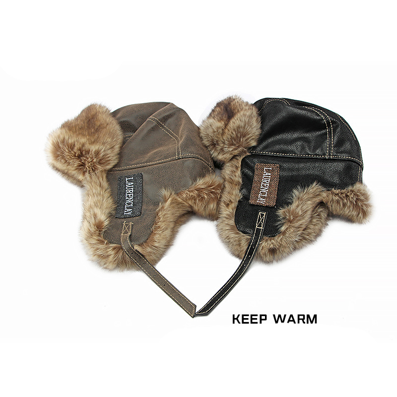 Winter Bomber Hat Men PU Leath - Winter Trapper Hat ulasan dan harga