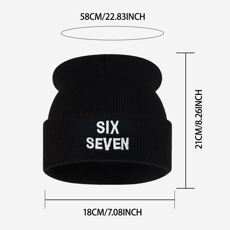SIX SEVEN Letter Embroidered K - Beanie Cuffed Knit ulasan dan harga